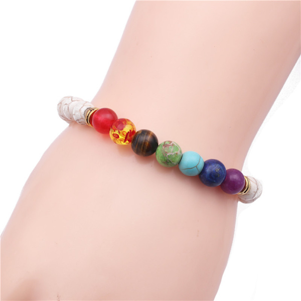 Naturstenarmband, Ljusbehandling, 8 mm Pärlor, Vulkanisk O