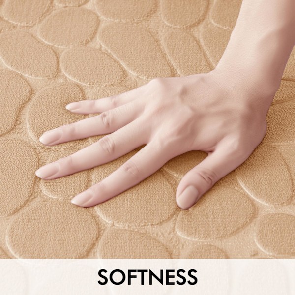 1 st – 40x60 cm, Kamel, Halkfri Badrumsmatta i Pebble-stil med Memory Foam – Ultra Mjuk, Absorberande, Snabbtorkande, Maskintvättbar, Badrumsmatta för Dusch, Badkar