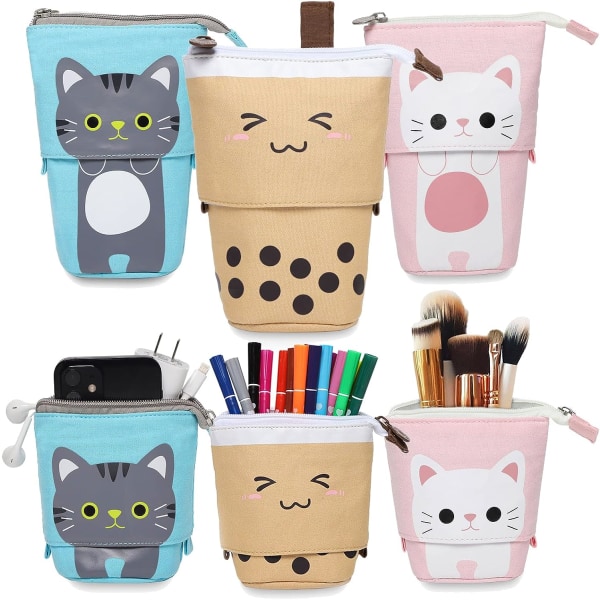 3-pack stående case för flickor, Boba Cat Pop Up Penci