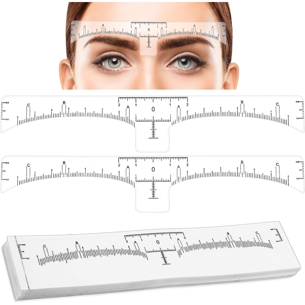 50st Stencils för ögonbrynslinjal - Engångsbrynlinjalklistermärke, Microblading Eyebr