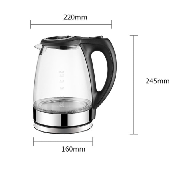 Glaskedel 1,8 l - 2200 W - Rustfrit stål med temperaturvalg - Tekande - 100% BPA-fri