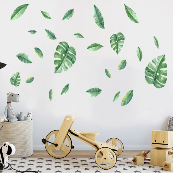 Tropical Plant Wall Stickers Dekorativa Stickers Green Leaves W