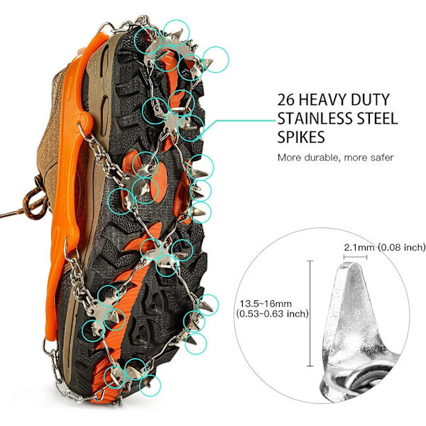 Antiskrid Crampon（255-240mm）, 24 Tænder Universelle Issko Klatresko