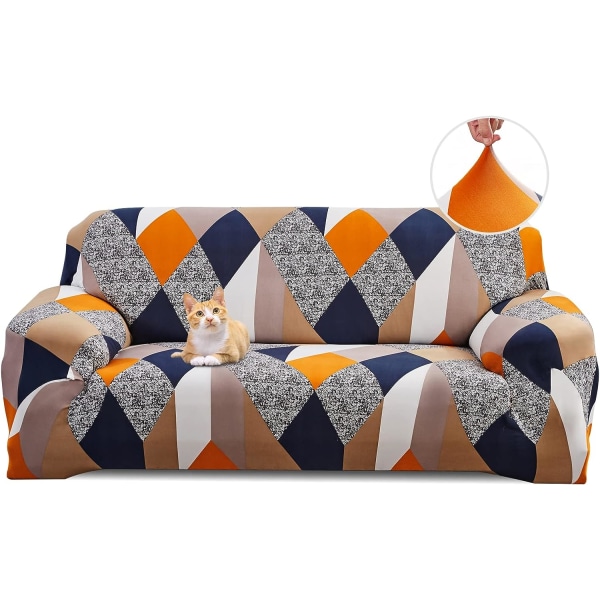 Oranssi geometrinen joustava sohvan cover 3 istuttava sohvan cover varrella