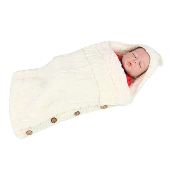 Vastasyntyneen vauvan neulottu käärehuopa vauvan makuupussi - valkoinen