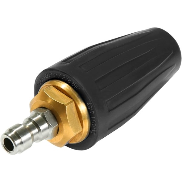 (Svart-Svart) Universal roterande turbinmunstycke för högtryckstvätt, 3600 PSI 250 bar, 1/4 snabbkoppling roterande T