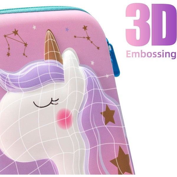 Unicorn case för flickor, söt 3D EVA Pe med stor kapacitet