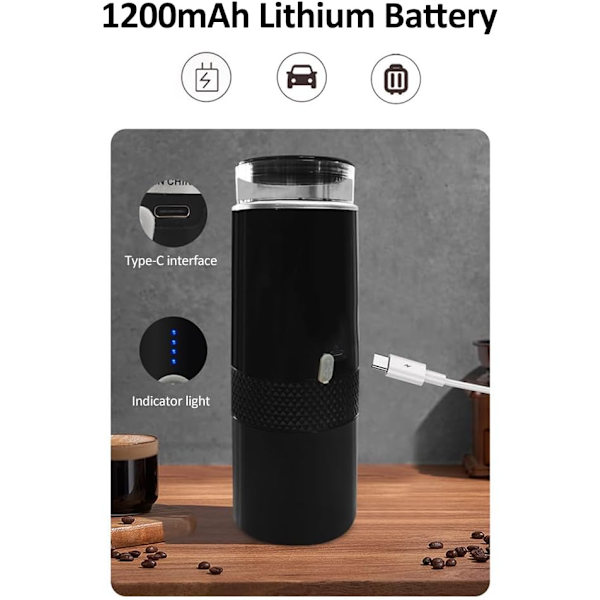 Bærbar kaffemaskin, 170 ml reisetrådløs elektrisk espressomaskin, minikapsel Co