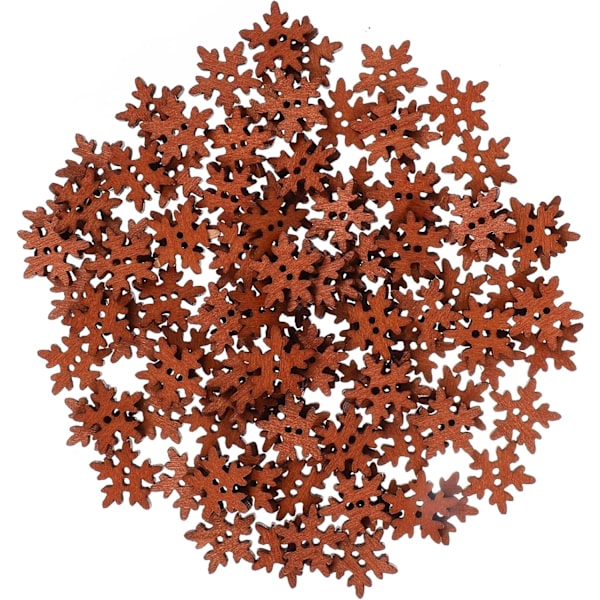100 stk Julerøde Tre-Snøflak Knapper Hvite Mini Knapper Dekorasjon for DIY Scrapbooking Håndverk 18MM