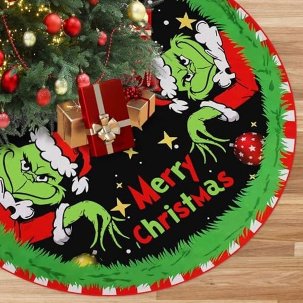 75x75cm Julgransskjort - Stor Julgran Matta, Röd Grön Rolig Mjuk Kant, Julgransskjort med