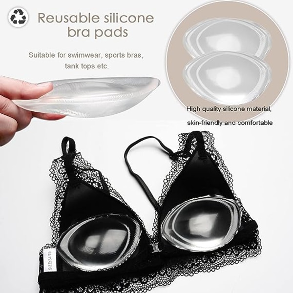 Kvinners avtagbar silikon push-up BH (transparent) Kvinners falske