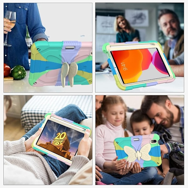 Tabletskydd för iPad Mini 6 med pennfack, stativ och axelrem Green