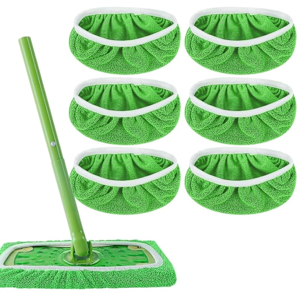 Mikrokuitumoppipäällinen, mikrokuitumoppiliina Swiffer Sweeper -mopille, 6 kpl moppitäytteitä, Swiffer-yhteensopivat lisätarvikkeet (vihreä 45,3 x 11,7 cm)