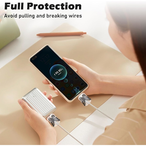Kabelskydd för iPhone Adapter Laddare, Sött Lyxigt 3D Fjärilsmönster, Transparent Datakabel Trådsparare Laddarskydd för iPhone 11 12 13 1