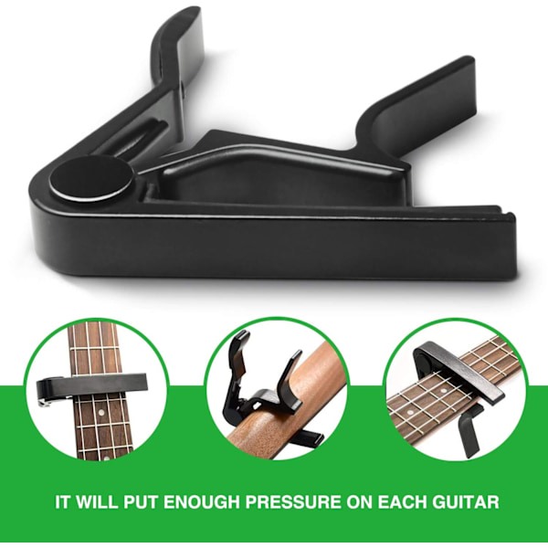 Gitarr Capo, 6-strängad Akustisk & Elgitarr Capo, Capo för akustisk gitarr (Svart)