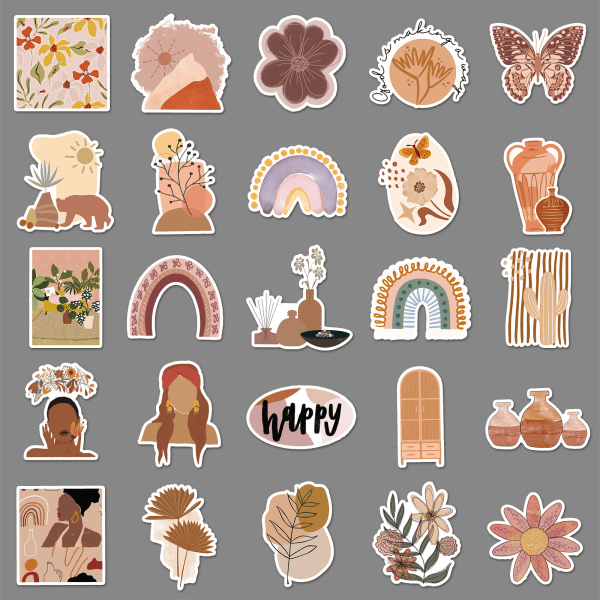 100pcs Boho Stickers for Laptop, Phone, Water Bottle, Skateboard, Suitcase, Guitar, Stamp, Cute Aest