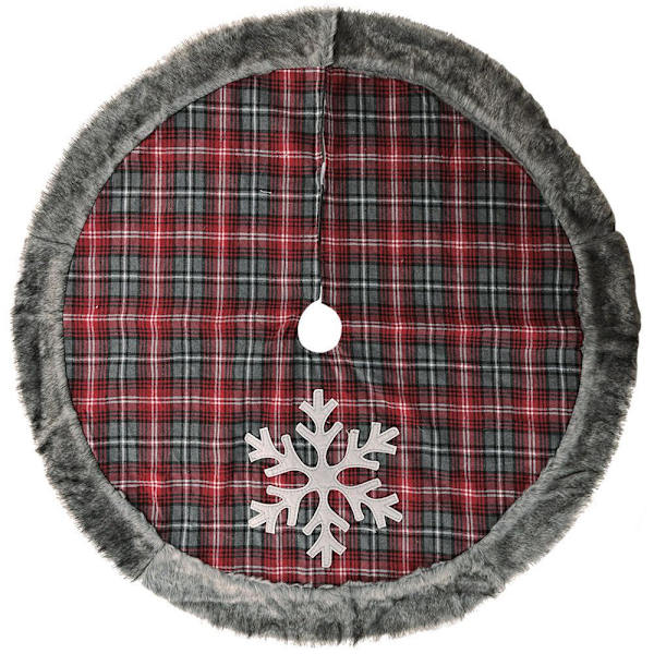 Snöflinga Topp till Julgran, Julgransmatta med Tjock Konstgjord Päls
