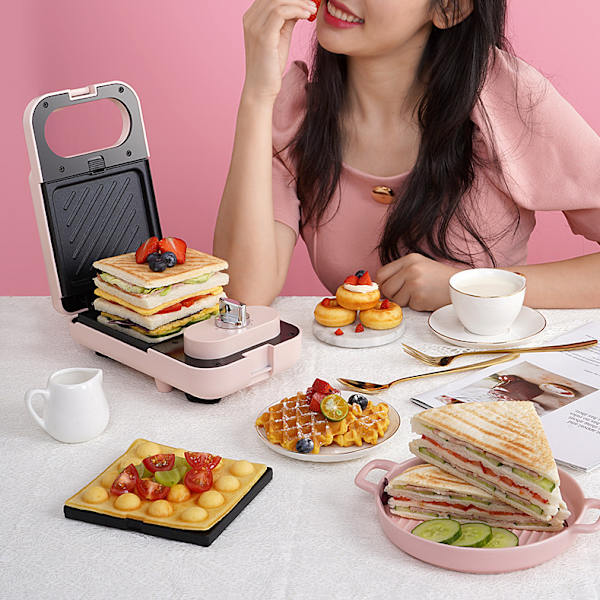 Rosa Grossist Köks Hushålls Frukost Våffel Sandwich M