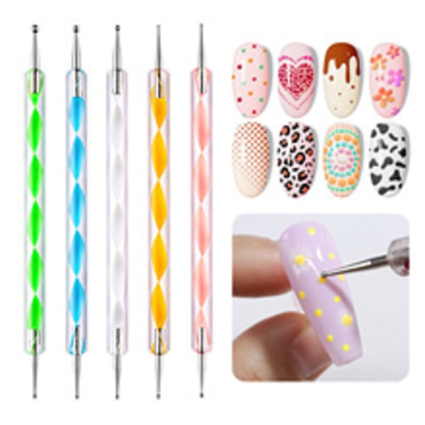 5 prickpennor, nagelkonstdesignverktyg