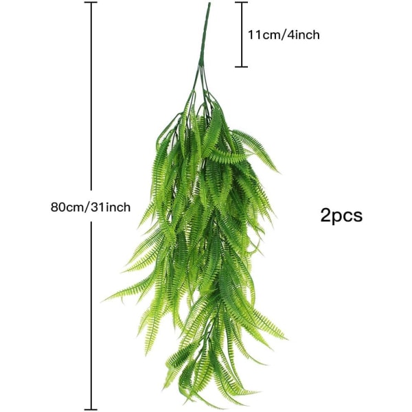 2 stykker kunstig bregne falsk plante Boston Leaf kunstig F