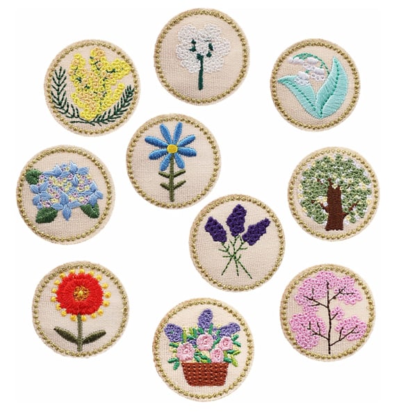 Broderi stryge-på patch, 23 stk. blandede blomster stryge-på patches applikationer til håndværk, syning, tøj