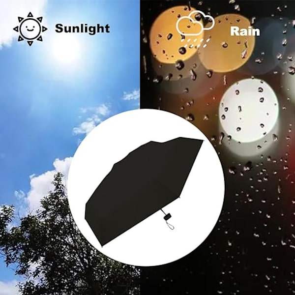 1 Fällbart Resparaply, Litet Kompakt Paraply för Sol och Regn