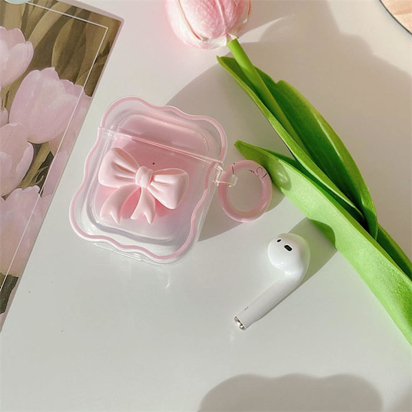 Kompatibel med AirPods 2-etui og AirPods 1-etui Æstetisk farve Sød buebølge Design Transpare