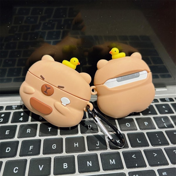 Sødt Kawaii Etui til AirPods 4, Etui Kompatibelt med AirPod 4. Generation 2024, Sjov Capybara Stødsikkert Beskyttende Øretelefon Etui til Air pods