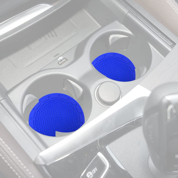 (Mørkeblå) 4-pak 2,75 tommer diameter PVC anti-slip universelle indsats-underlag, bil kopholder-underlag