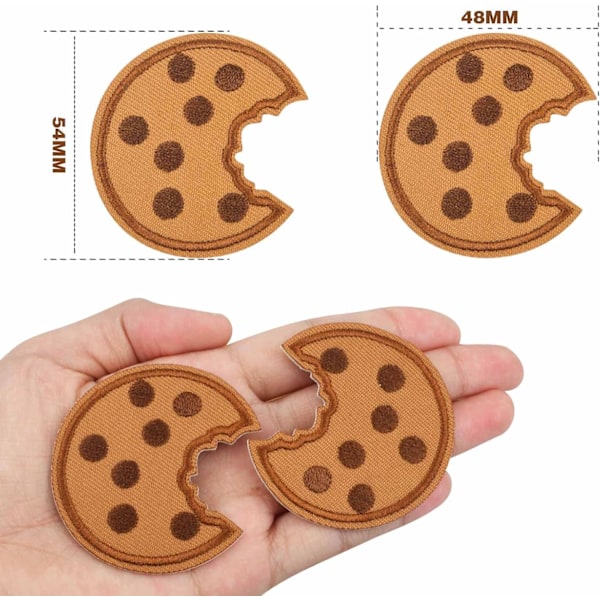 20 stk. Cookie Broderi Mærker, Chokolade Cookie Strygemærker