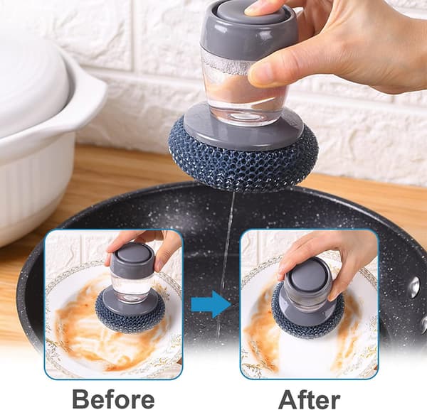 （10*9cm）2-pack rengöringsborste med diskmedelsflaska
