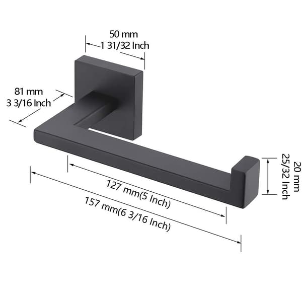 Sort Toiletpapirholder, Kvadrat, 19cm * 11cm * 6.5cm, Rustfrit Stål