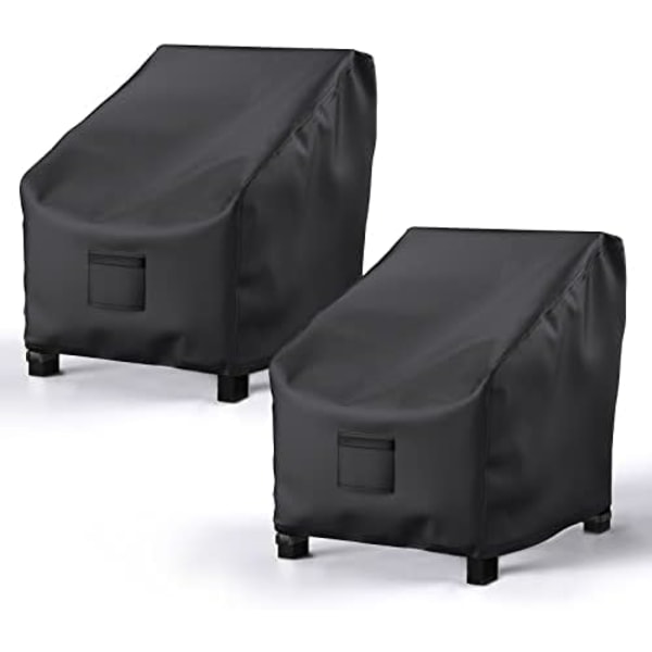 38\" B x 31\" D x 29\" H Svarta Patiostolsöverdrag för Utomhusmöbler Vattentäta 2-pack, Grässtolsöverdrag 600D Tunga