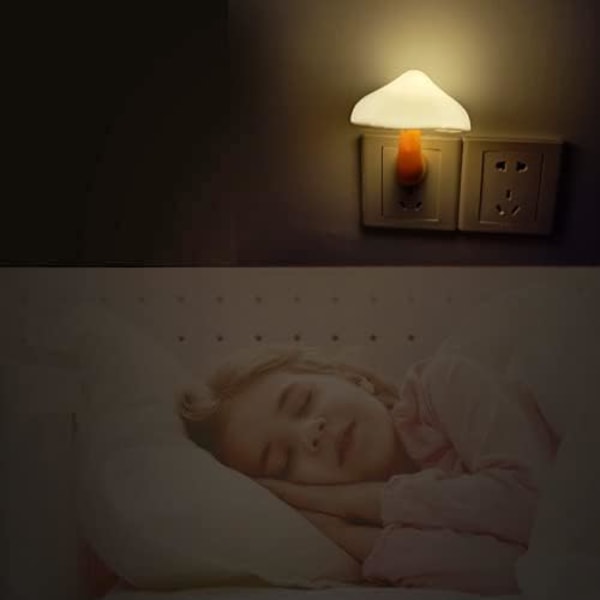 Sensor LED Natlampe Stikkontakt Væghængt Lampe, Energibesparende Natlys Sød Svampe Natlys til Voksne Børn Soveværelse,Ba