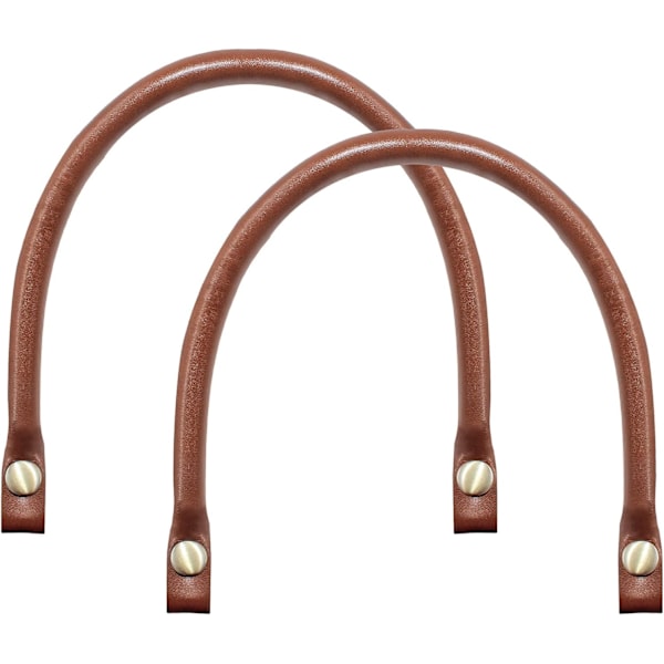 40 cm Långa Läderhandtagsbyten Brun PU-Läder Handväskesremmar med Knapp för Handväska Handtag DIY Väska Acc