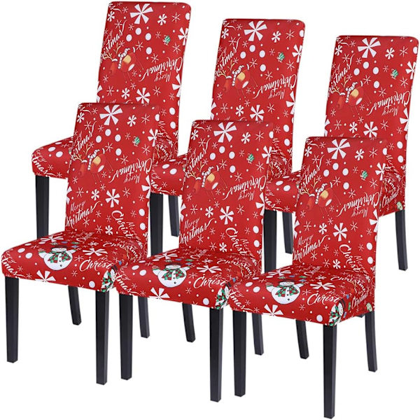 Set med 6 julstretchstolsöverdrag - Moderna elastiska stolsöverdrag