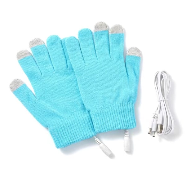 Blå USB-opvarmede handsker til mænd og kvinder, vinteropvarmede vanter N