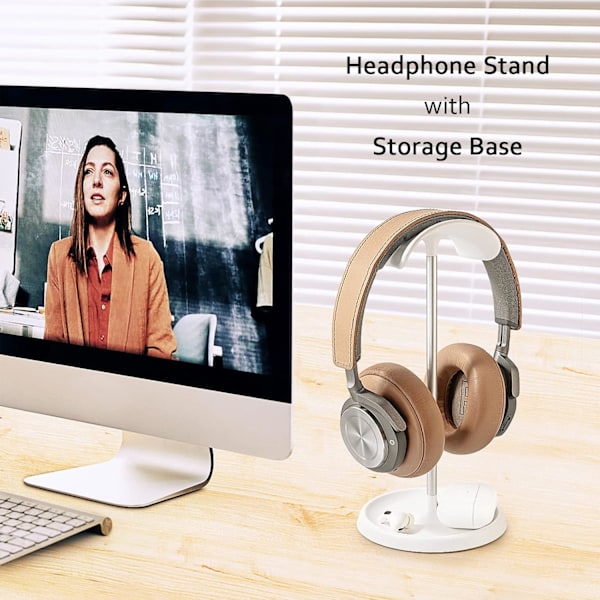 Hörlursställ, Böjd Hörlursställ med Förvaringsfack, Tung Bas Spelhörlursställ för AirPods Max, AirPods, AirP