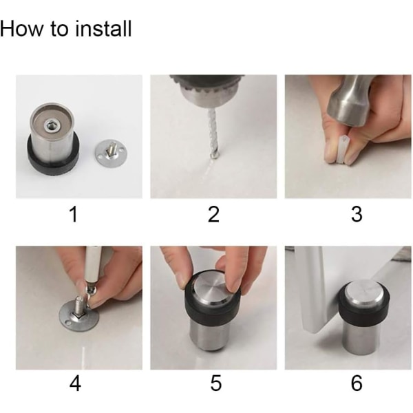 10 x Gulvstopp i rustfritt stål, 4,5 cm