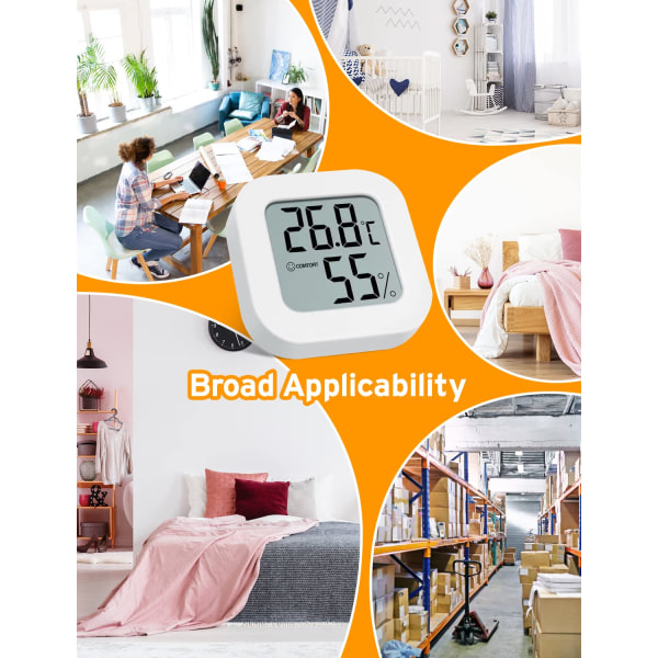 (Vit 2 st) Mini LCD inomhus termometer hygrometer, bärbar