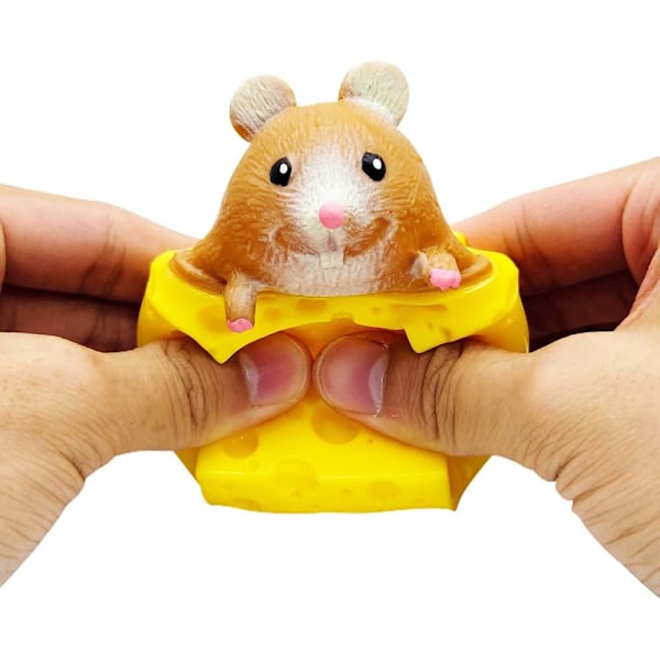 3 stk. (Tilfeldig stil) Dyre Squishies Leker med Ostekopp Squishies Søte Mus Klemmeleker for Barn Ostekopp med Ekorn Fidget Leker for Voksne Angst