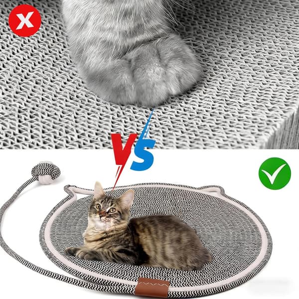 16\" Kattekloringsmatte, Rund Kloringsmatte med Ballleke, Katteklorestativ, Beskytter Møbler og Sofa, Kloringsmatte