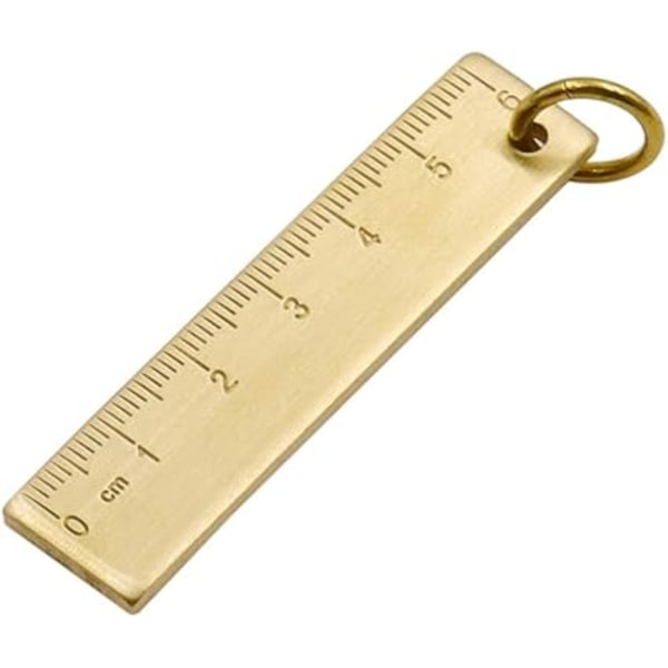 Nøgleringspynt, nøglering 6 cm lille kobber lineal 3 mm tyknet messing metal lineal kobberplade tegneartikler mini linealer, jule fødselsdags dimission