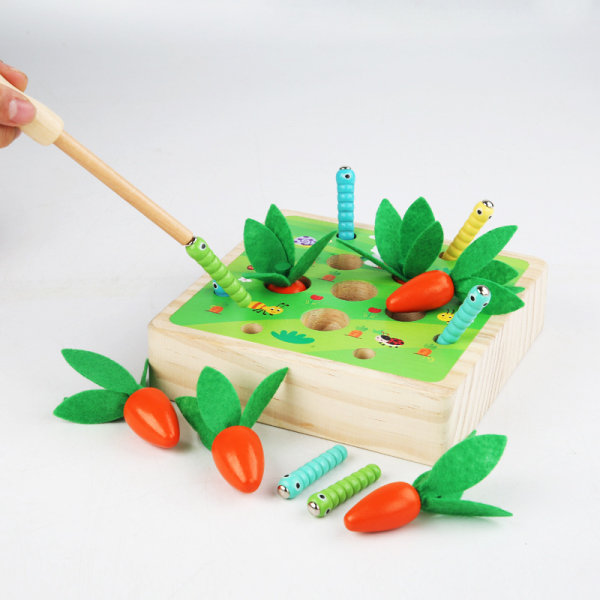 Jeu de bébé jouet en bois, puslespil de carotte Montessori en bois,