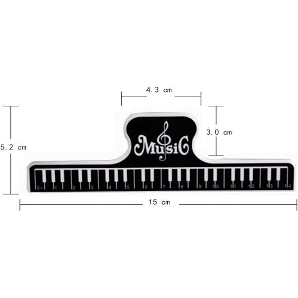 4 stk. Musikbogsklemmer Musiksideholder - Bogsideholder L Størrelse (Sort)