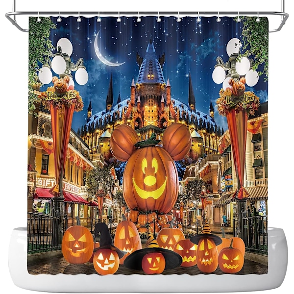 1 stk Halloween Bruseforhæng til Badeværelse Børn Tegneserie Græskar Troldmandshue Måne Slot Stjerne Gadelampe Polyester Fab