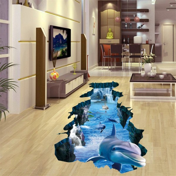 3D Broken Blue Dolphin Ocean World seinätarrat, realistiset