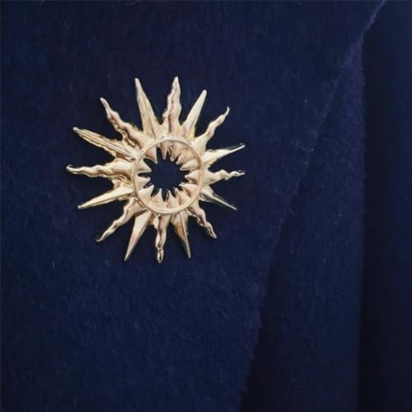 5,7x5,7cm Guld Sol Brosch Nål för Kvinnor Flickor Mode Guldton Himmelska Broscher Lapel Nål Söt Kostym Hatt Klänning Tillbehör
