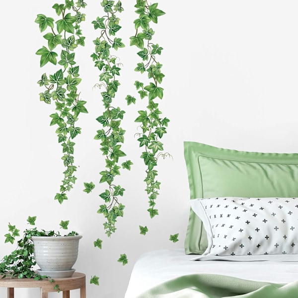 Grønne Plante Veggklistremerker Hengende Slyngplanter Ivy Blader Botanisk Veggdekor for Soverom Stue Kontor