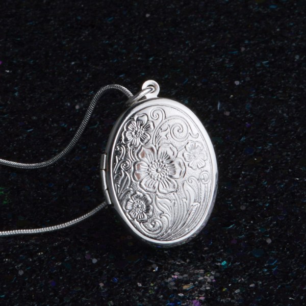 2 st fotomedaljong halsband öppning oval hänge personligt
